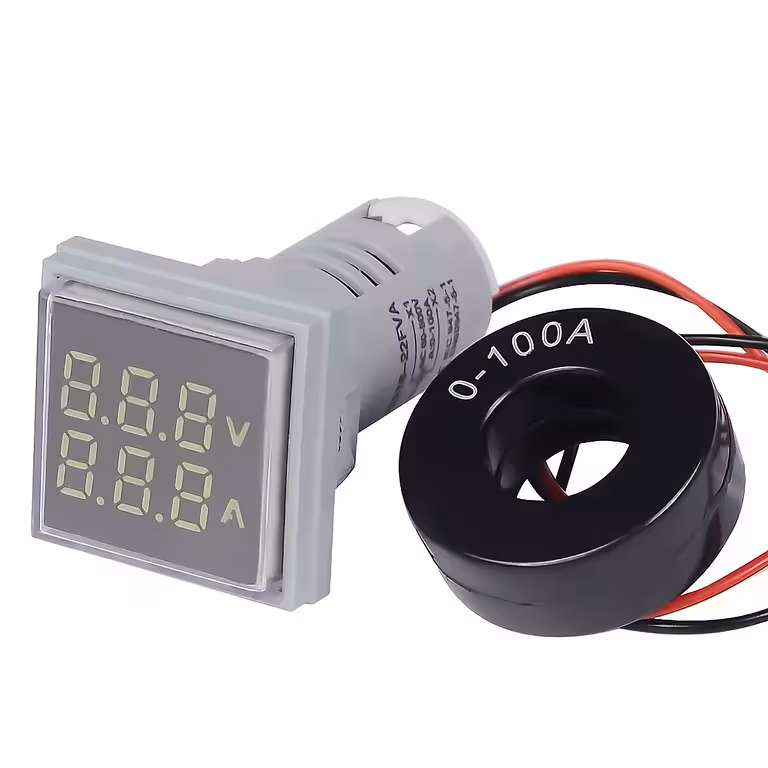 Digitalni voltamper meter 220V AC 60–500V 0–100A za panel – natančno merjenje napetosti in toka