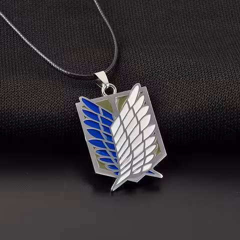 Anime obesek Attack on Titan – medaljon s srebrno verižico za manga in cosplay oboževalce