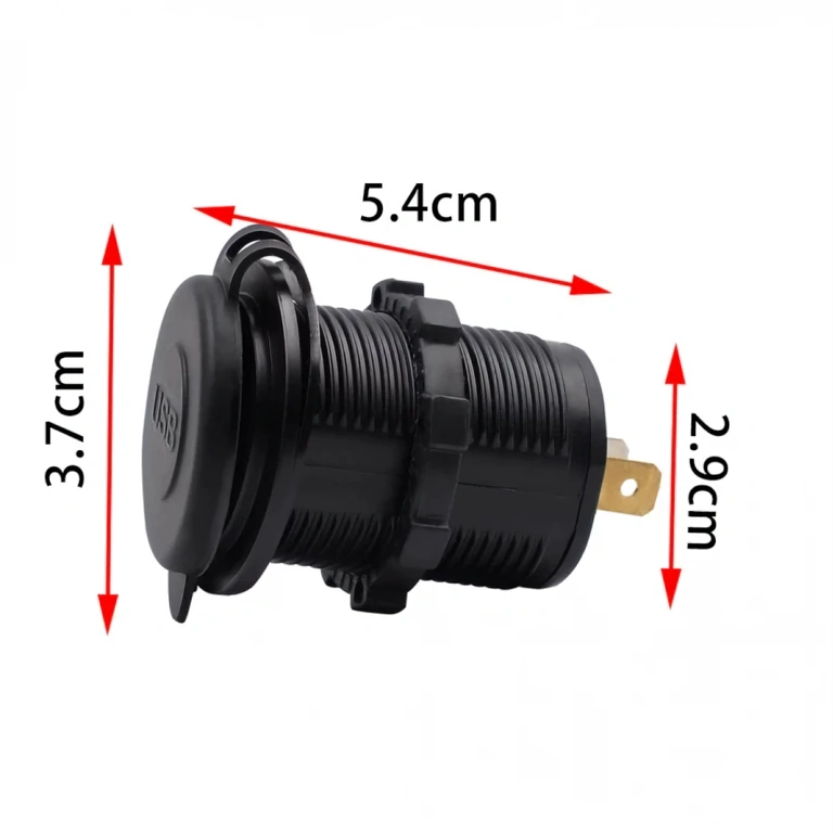 Vtičnica z 2 USB priključkoma za ploščo Vtičnica z dvema USB vhodoma za montažo na armaturno ploščo avtomobila, motorja ali čolna