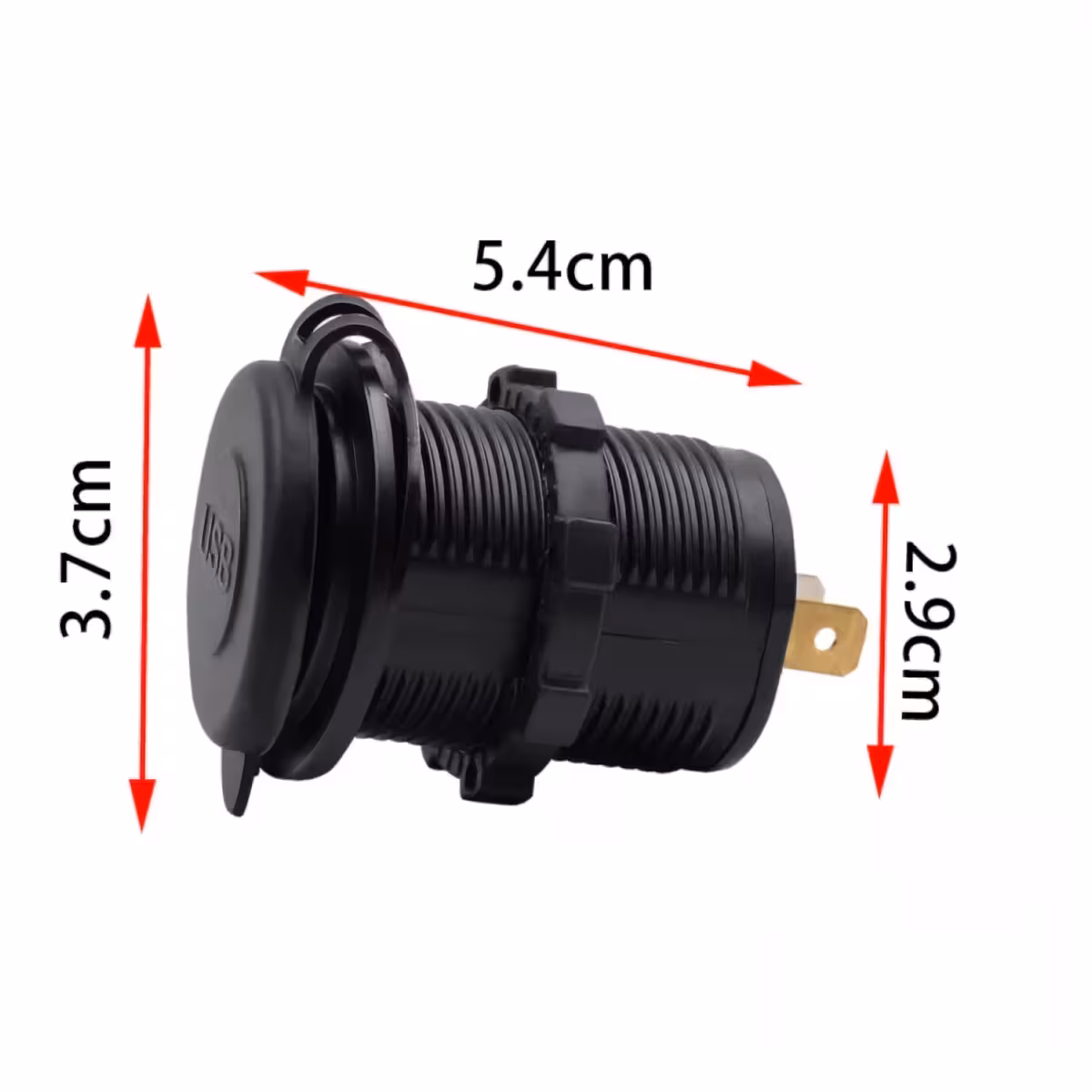 Vtičnica z dvema USB vhodoma za montažo na armaturno ploščo avtomobila, motorja ali čolna