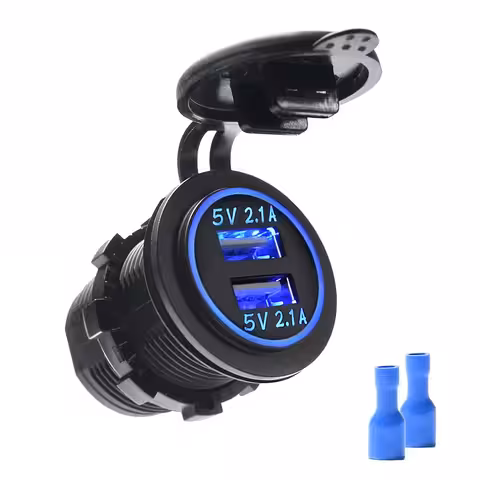 Avto vtičnica z dvojnim USB 12V/24V – polnilec za panel 2x 2.1A z LED in zaščito