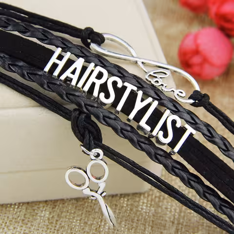 Črna usnjena zapestnica Hairstylist – profesionalni dodatki za frizerje, kozmetičarke in barberje