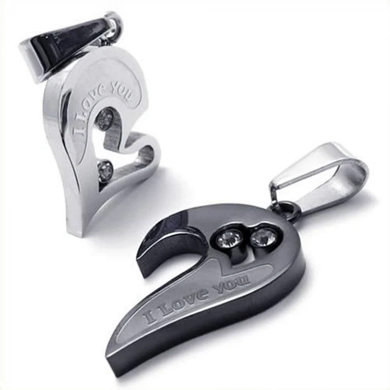 Pandanti dve srca za pare Dva srčasta obeska za zaljubljene pare