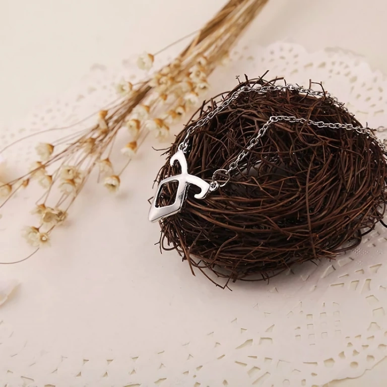 Ogrlica z runo – City of Bones, srebrna barva Runični medaljon z angelskim simbolom iz filma City of Bones