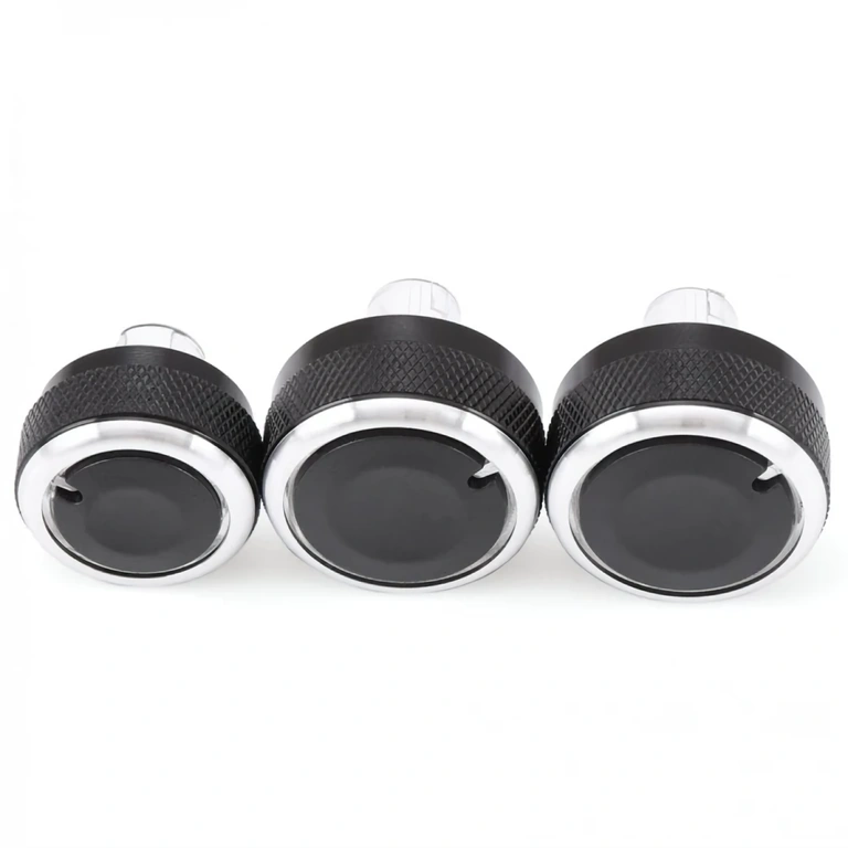 Komplet 3 gumbov klimatronic aluminij AC gumbi za armaturo z modernim dizajnom – komplet 3 kosov