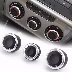 Set 3 gumbov za klimatsko napravo armaturne plošče VW Golf 5 6 Passat B6 B7 Skoda Octavia 2 – aluminijasti