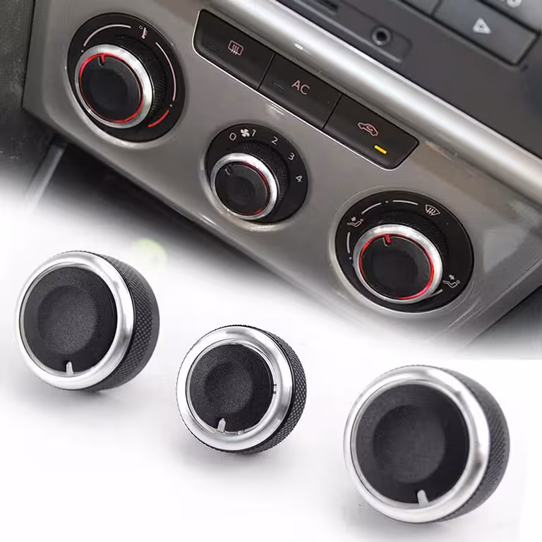 Set 3 gumbov za klimatsko napravo armaturne plošče VW Golf 5 6 Passat B6 B7 Skoda Octavia 2 – aluminijasti