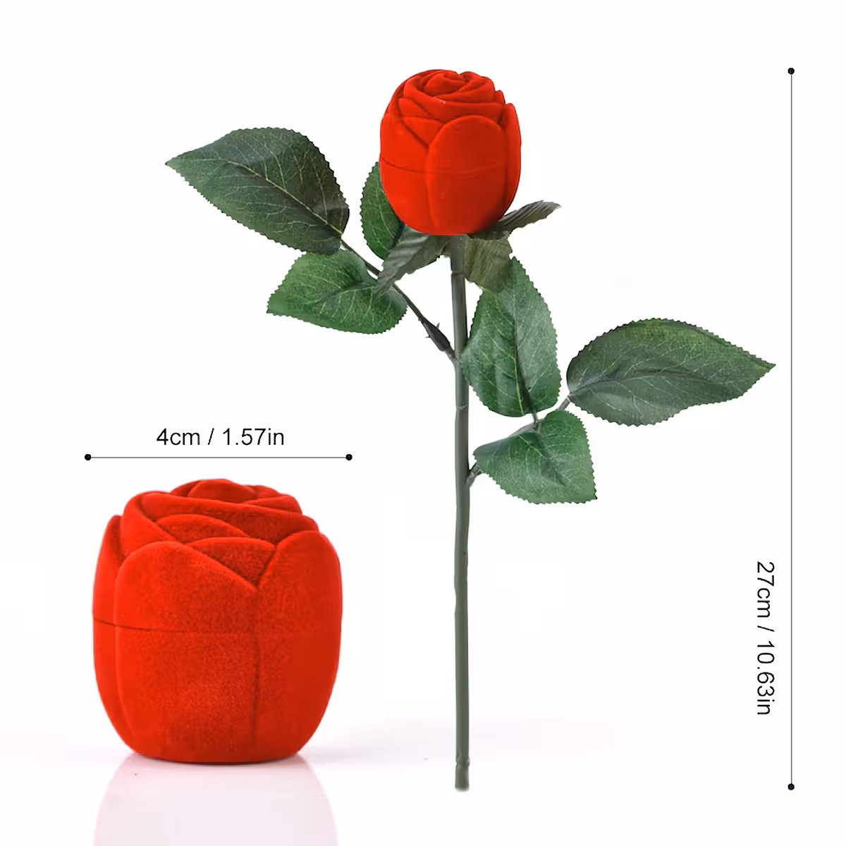 Škatlica za zaročni prstan – oblikovana kot žametna vrtnica