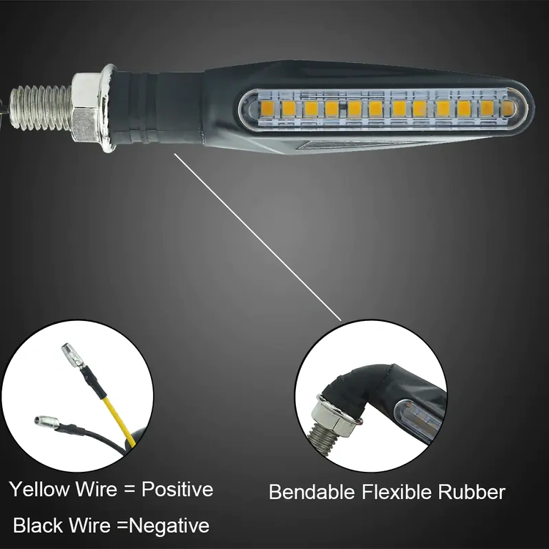 Rumena LED smerna svetilka za motorje in skiroje