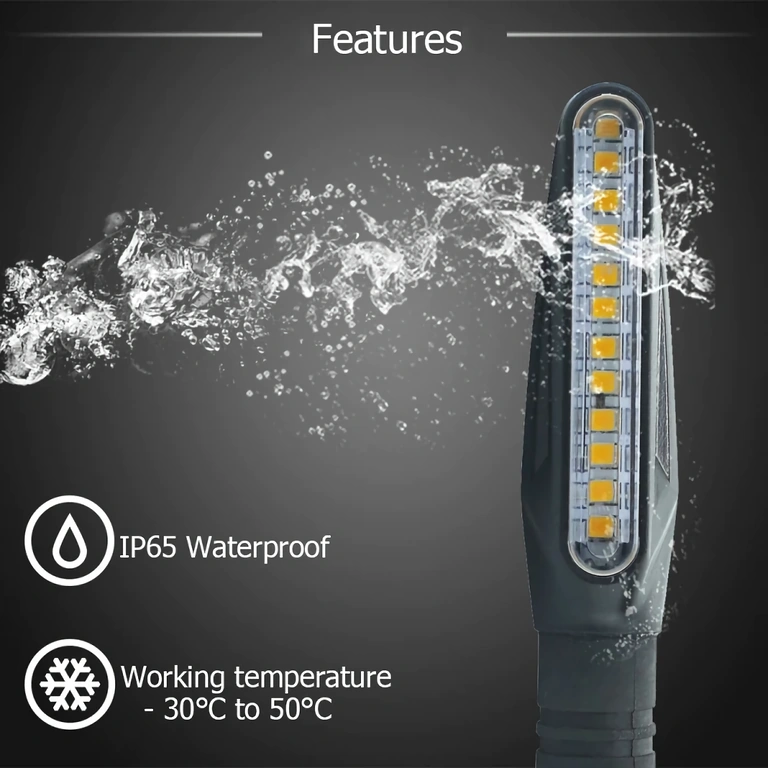 LED signalizacija z dinamičnim učinkom in modernim dizajnom za motor