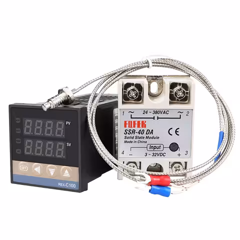 Digitalni termostatni krmilnik temperature 220V 0–400°C z relejem SSR 40A REX C100