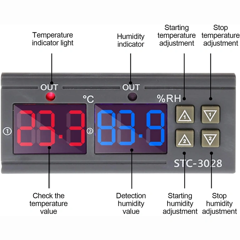 Gumbi za nastavitev temperature in vlažnosti