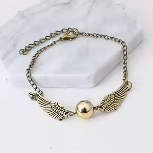 Zapestnica Harry Potter Golden Snitch & Deathly Hallows – zlata/srebrna, čarobno darilo za oboževalce