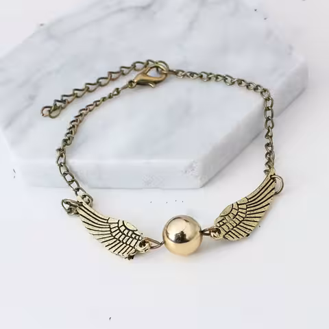Zapestnica Harry Potter Golden Snitch & Deathly Hallows – zlata/srebrna, čarobno darilo za oboževalce