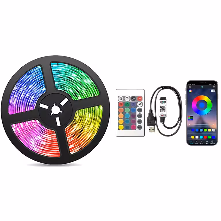 LED trak RGB 10m z USB, Bluetooth, daljincem in glasbenimi efekti za TV in dekoracijo