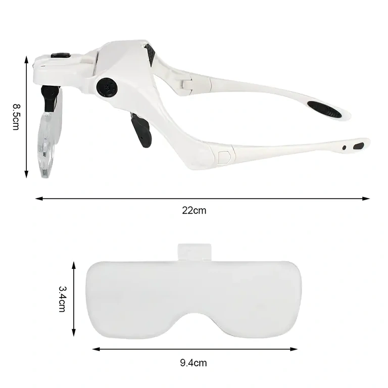 Povečevalna očala z visoko ločljivostjo in svetlobo Prozorne akrilne leče, odporne za profesionalno ali hobijsko delo