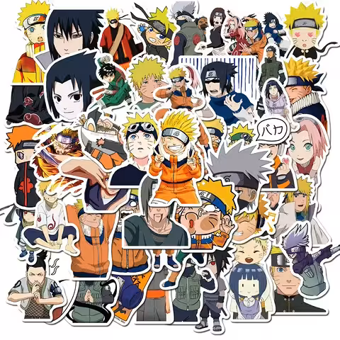 Nalepke Anime Naruto Shippuden – set 50 trpežnih PVC nalepk za prenosnik, kolo, rolko in konzole