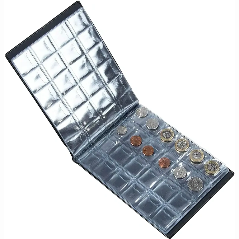 Podstavek za kovance v obliki knjige za razstavo in zbirko Knjigasti album z 240 režami za kovance