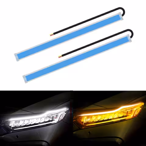Dnevne LED luči DRL trak s sekvenčnim dinamičnim smernikom LED FLOW za avto – komplet 2 prožnih trakov 60 cm, IP65 odporni