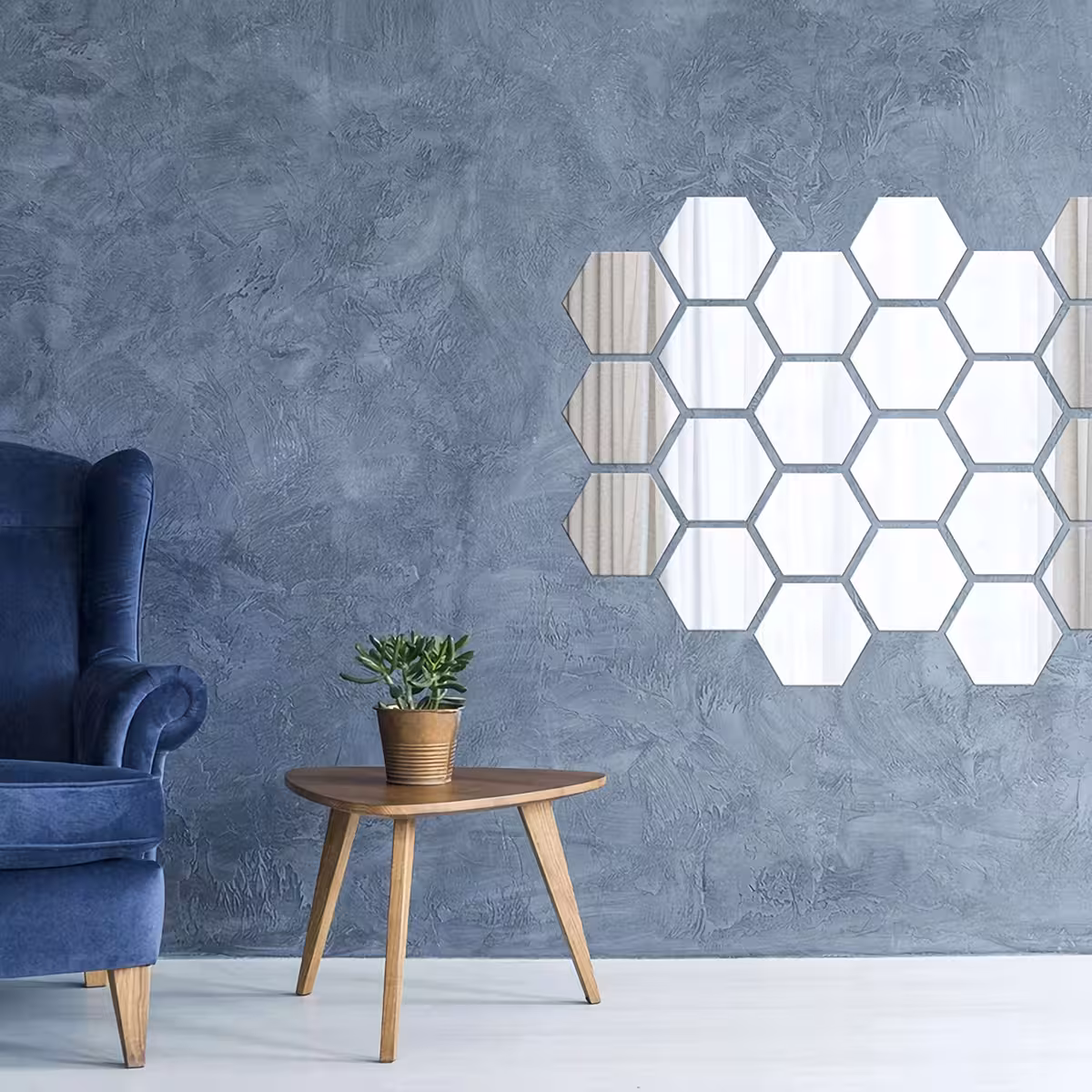 Samolepilna srebrna šestkotna ogledala za stensko dekoracijo