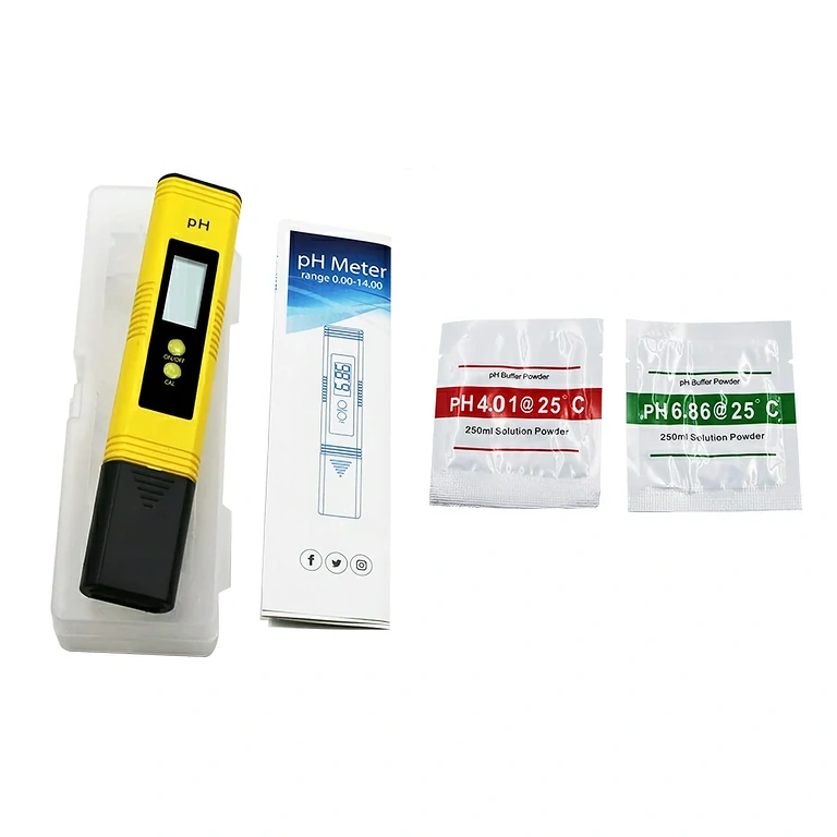 Pametni pH meter z avtomatsko kalibracijo Samodejni pH tester z kalibracijskimi raztopinami in LCD zaslonom