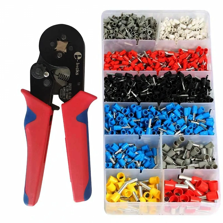 Klešče z avtomatskim nastavljanjem in mehanizmom z ročnim klikom za stiskanje ferrul