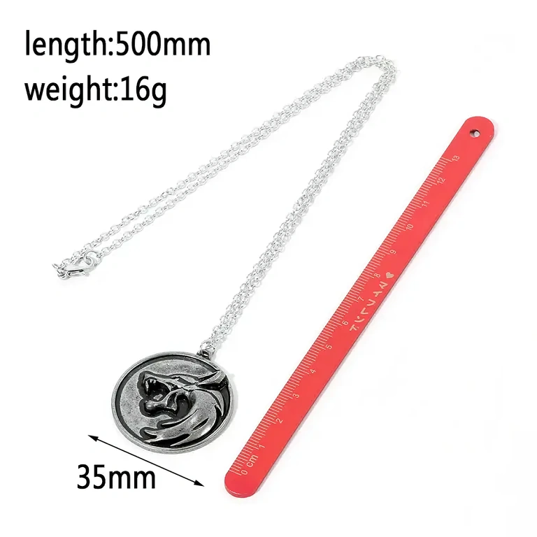 Darilni komplet The Witcher ogrlica + brelok Witcher tematski darilni komplet, obeski volčje glave, vrhunska kakovost