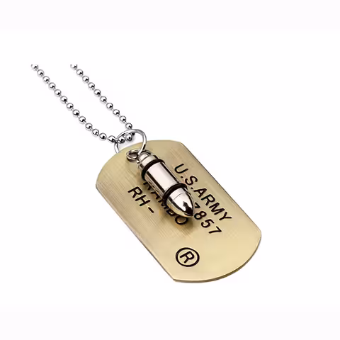 Vojaška verižica Dog Tag z nabojem iz nerjavečega jekla – Army ogrlica za moške 70 cm