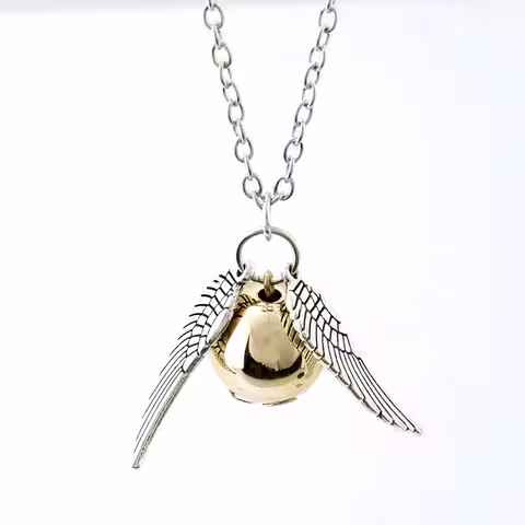 Obesek ogrlica Harry Potter Golden Snitch Quidditch z angelskim krilom – darilo za ljubitelje magije