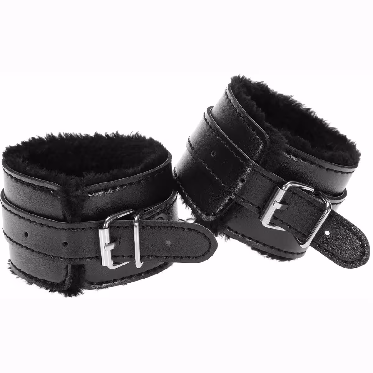 Elegantne črne lisice iz umetnega usnja, primerne za igranje vlog in dominacijo v paru