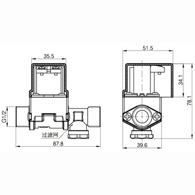 12V elektromagnetni ventil normalno zaprt z odstranljivim filtrom 12V normalno zaprt solenoidni ventil z odstranljivim filtrom in plastičnim pokrovom