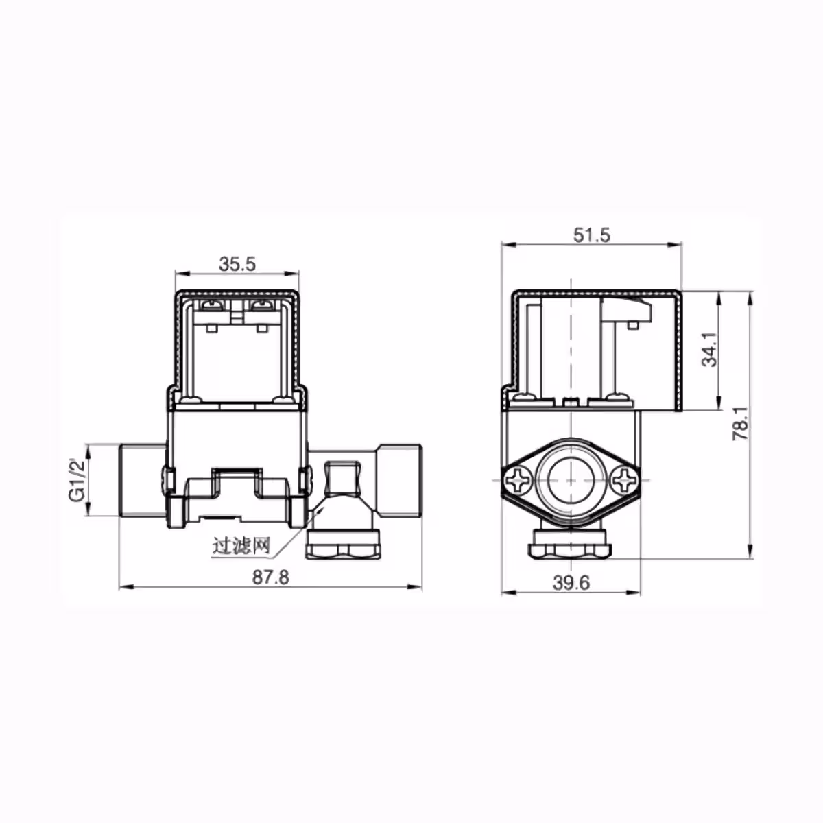 12V normalno zaprt solenoidni ventil z odstranljivim filtrom in plastičnim pokrovom