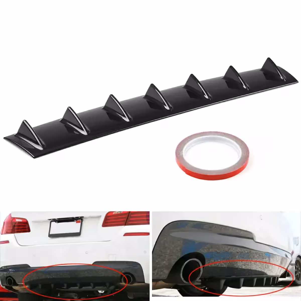 Univerzalni ABS difuzor za zadnji odbijač, enostavna montaža z lepilnim trakom
