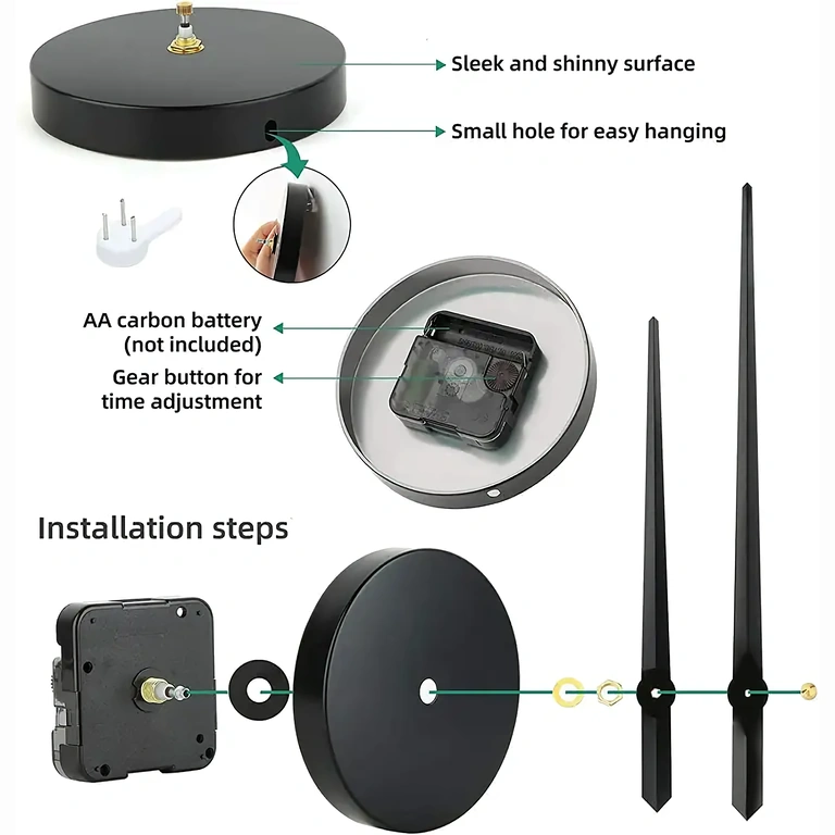 Dekorativna stenska ura s tihim mehanizmom Velika 3D stenska ura s črnimi sijočimi številkami, tiho delovanje