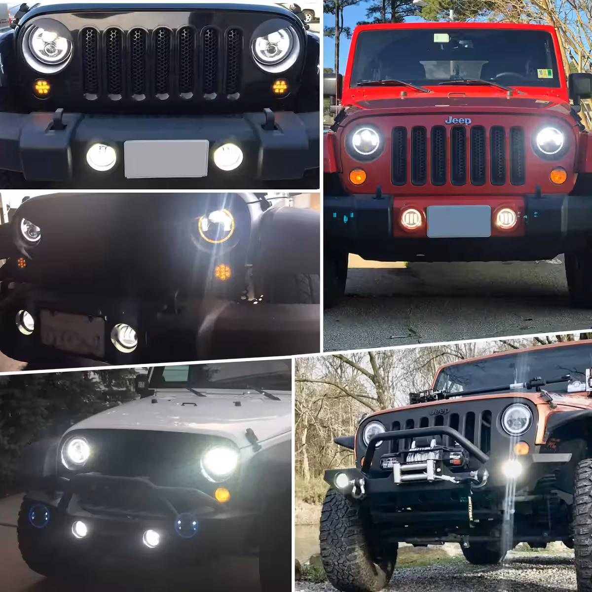 Okrogla LED luč 7" za Jeep Wrangler, svetlost 7000lm, H4/H13