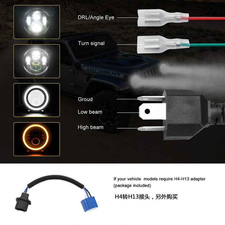 LED žaromet 7 inch za Harley LED okrogla luč za Harley FLD, Touring, Softail (1991–2013)