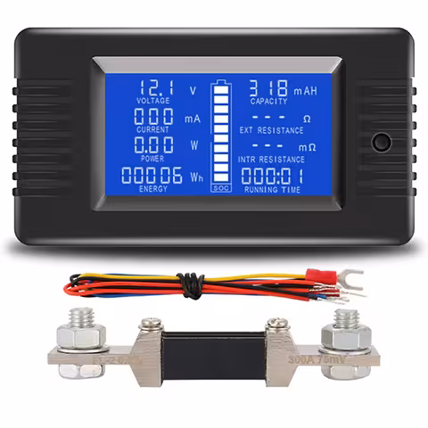 Solarni števec DC 0–200V 100A/300A – voltmeter ampermetar za fotovoltaični panel z LCD zaslonom