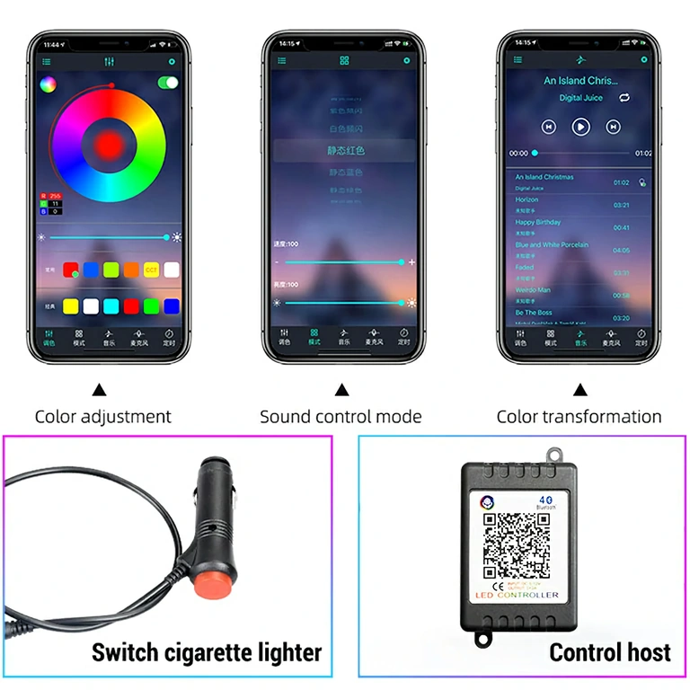 Fleksibilen LED RGB trak za notranjost avtomobila