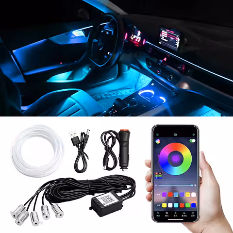Fleksibilna NEON RGB žica 6 m za ambientalno osvetlitev avta z nadzorom prek mobilne aplikacije