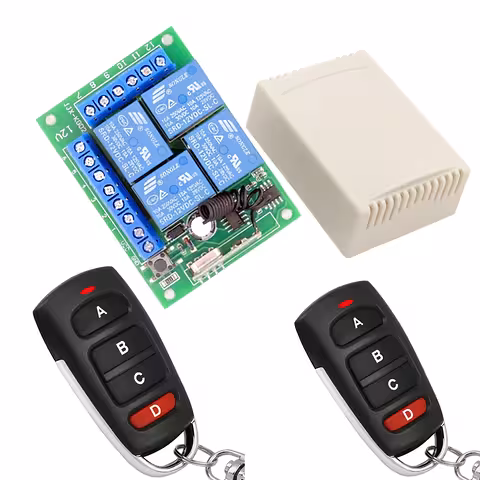 Rele z daljincem 4 kanali 12V – modul s 4 releji in 2 daljincema v kompletu