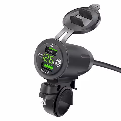 USB polnilec za telefon z voltmetrom, QC 3.0 – moto vtičnica za hitro polnjenje motocikla