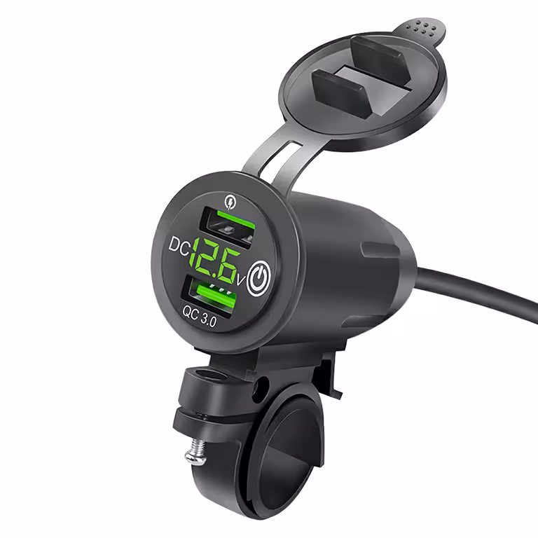 USB polnilec za telefon z voltmetrom, QC 3.0 – moto vtičnica za hitro polnjenje motocikla