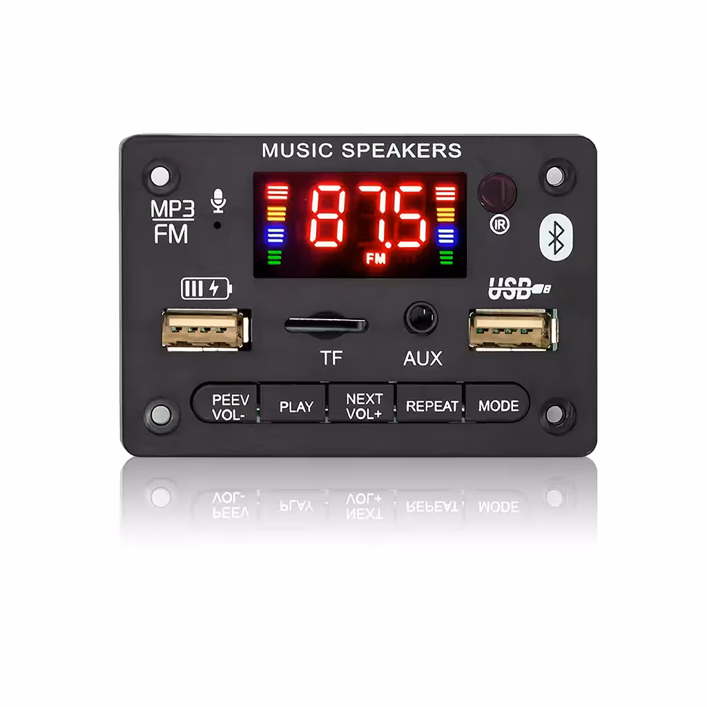 Bluetooth 5.0 avdio modul z FM radiem, MP3 in stereo ojačevalnikom 2x40W 5V/12V
