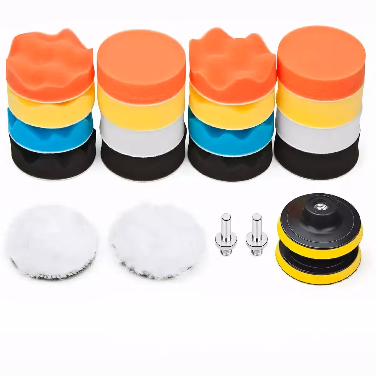 Slika vseh komponent kompleta gobic za poliranje avtomobila