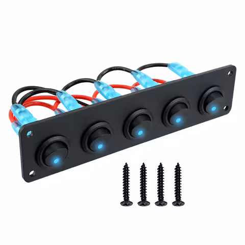 Avto stikalo plošča 5 ON/OFF gumbov z modrimi LED, 12V/24V