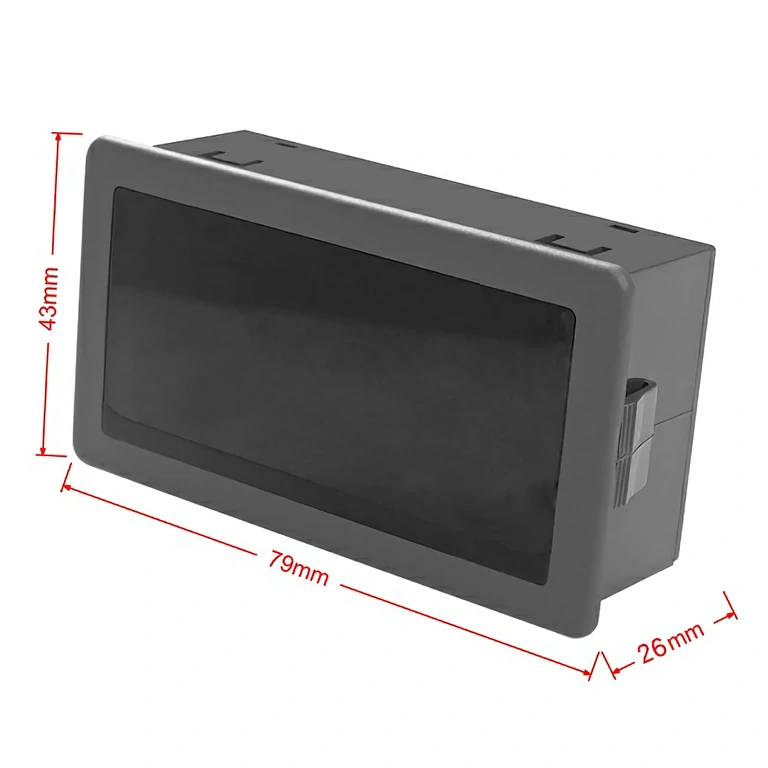 Sprednje dimenzije digitalnega tahometra Slika z zunanjimi dimenzijami elektronskega tahometra