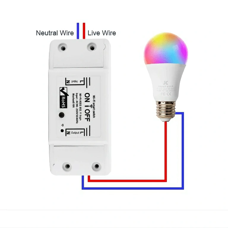Električna shema pametnega releja Električni shematski prikaz in navodila za ožičenje pametnega releja z 1 kanalom