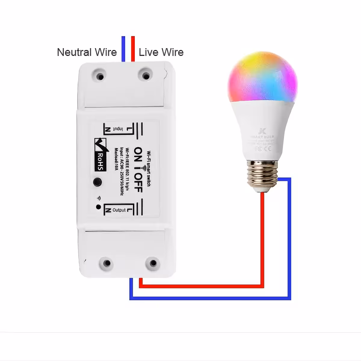 Električni shematski prikaz in navodila za ožičenje pametnega releja z 1 kanalom