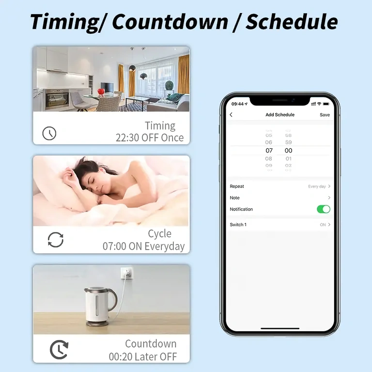 Dnevno in tedensko programiranje Pametna vtičnica z možnostjo programiranja za avtomatsko upravljanje
