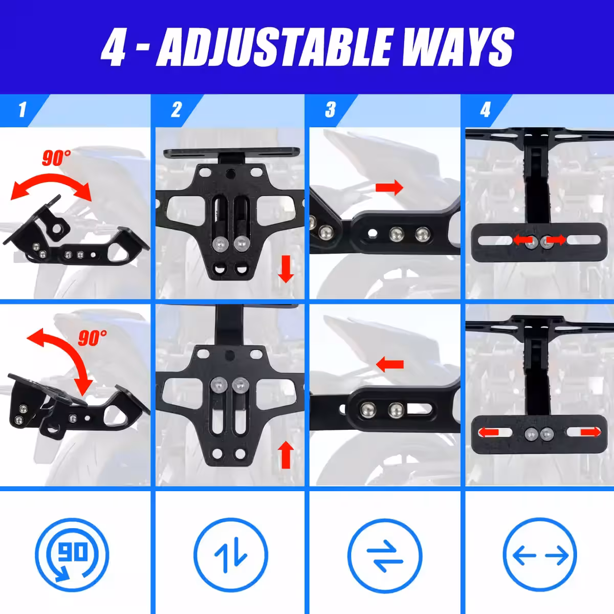 Nastavljiv univerzalni nosilec za registrsko tablico motorja